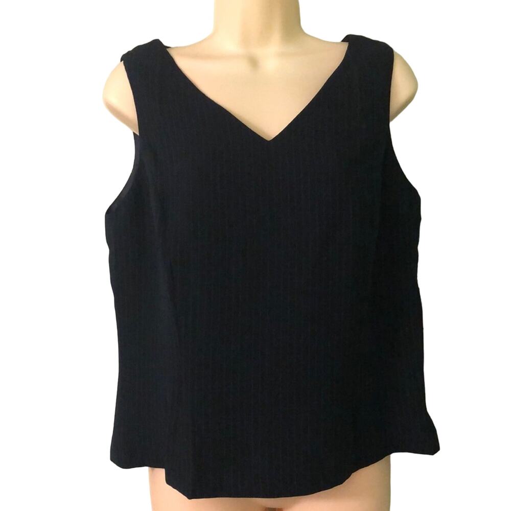 Evan Picone Navy Blue Pinstripe Sleeveless Blouse Woman 12 Suit Office